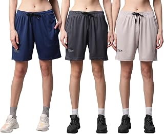 VIMAL JONNEY Dryfit Lycra Solid Multicolor Shorts for Women Pack of Price In India