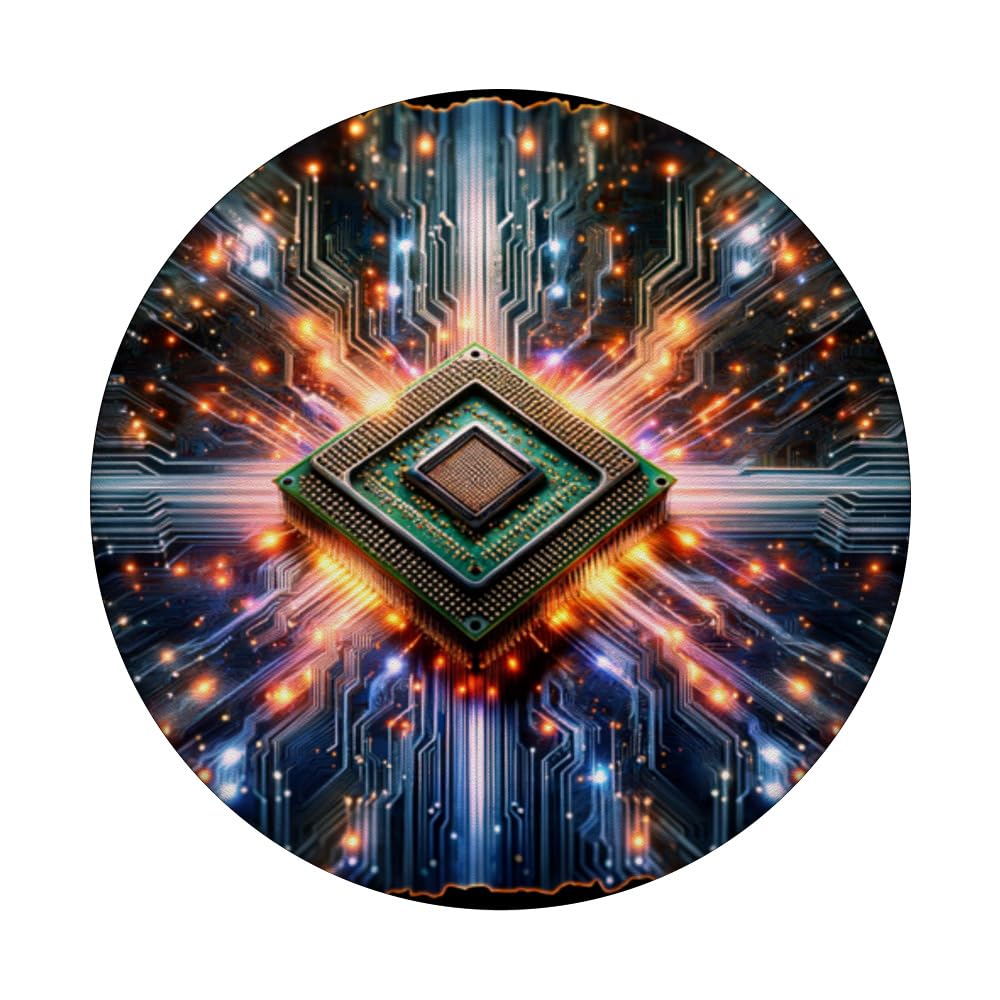 The Digital Brain: The AI CPU Powering Intelligence PopSockets Swappable PopGrip, Black - Image 3