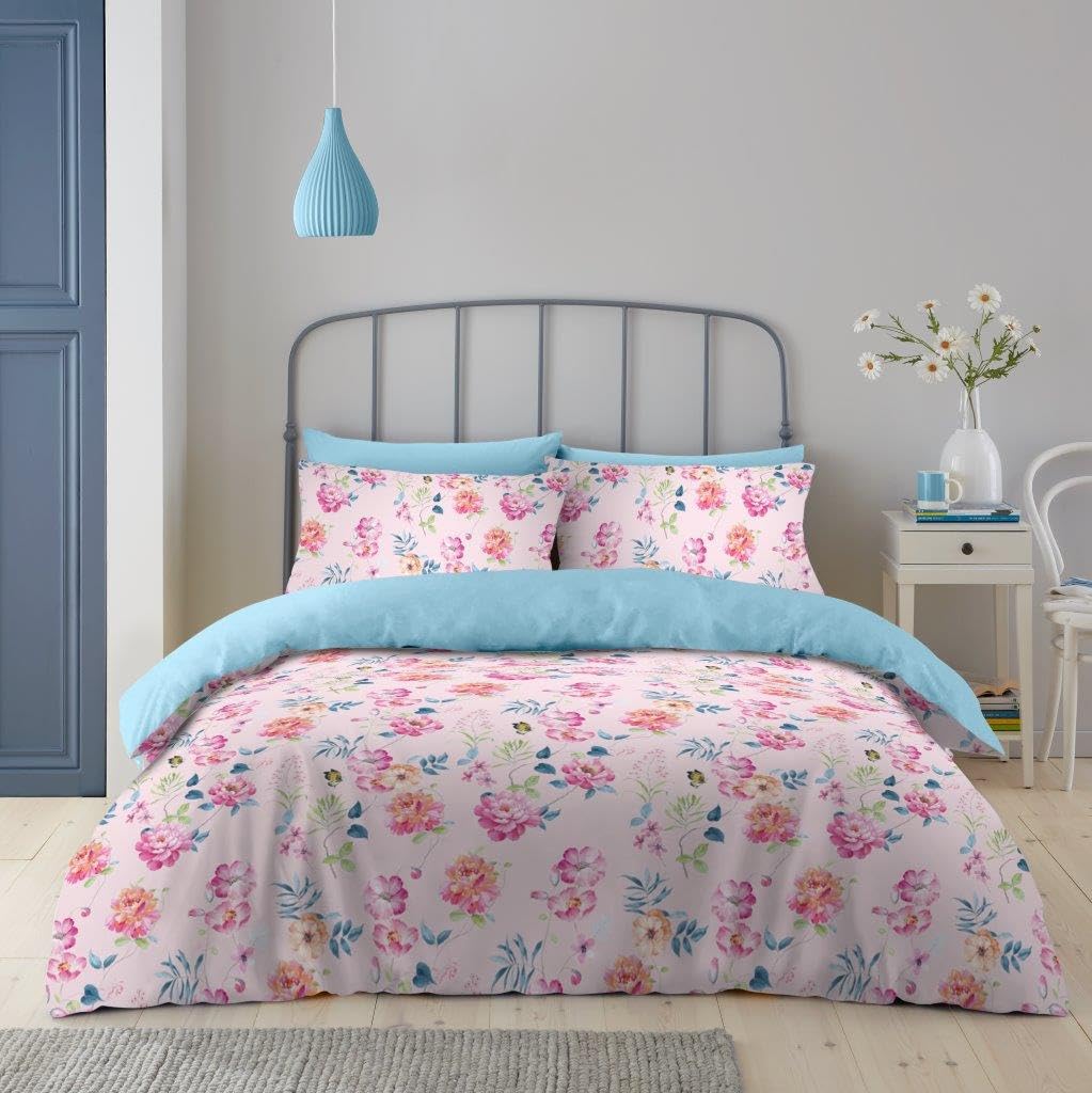 GC GAVENO CAVAILIA Floral Bedding Double Duvet Set - Soft Microfiber Duvet Cover With Pillowcases - Blossom Leaf Comforter Bed Cover (200x200 cm)