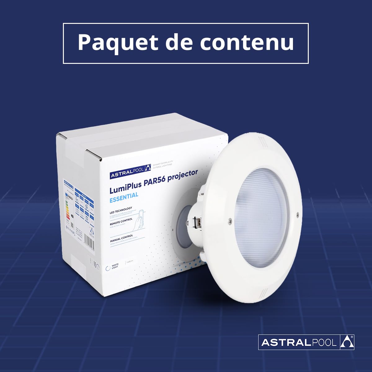 Projecteur de lumière LED blanche pour piscine sous-marine PAR56 - 14,5 W (20 VA) - Faible consommation d'énergie - Éclairage puissant pour piscines AstralPool