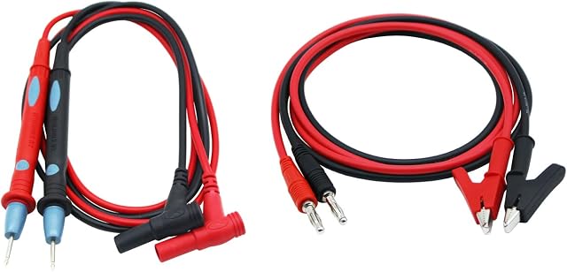 Multimeter Test Leads 1 Pair 15A Banana Plug to Alligator Clip Test Cable and 1 Pair Probe Test Lead for Multimeter 0.8M 4mm Heavy Duty Multimeter Leads