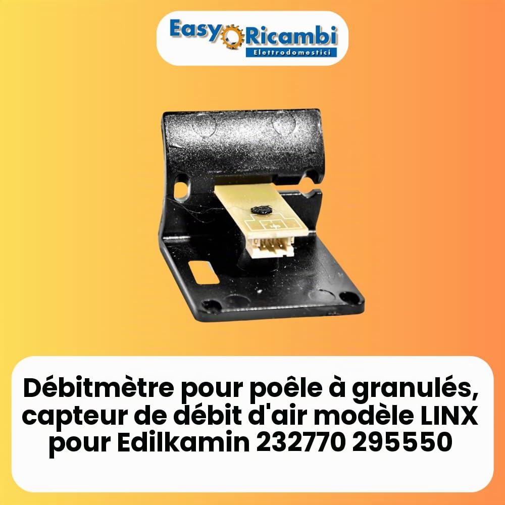 Easyricambi - Debimètre Poêle à granulés, capteur de débit d'air modèle LINX pour Edilkamin 232770 295550, mesures 45 x 28 x 7 mm (support noir)