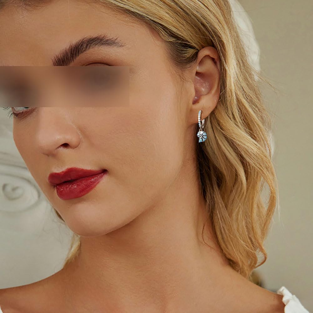 QHQQXN Pendientes de Concha de Concha, Pendientes de aro de Plata de Ley para Mujeres y niñas, Regalos de joyería de Playa de Concha Bohemia