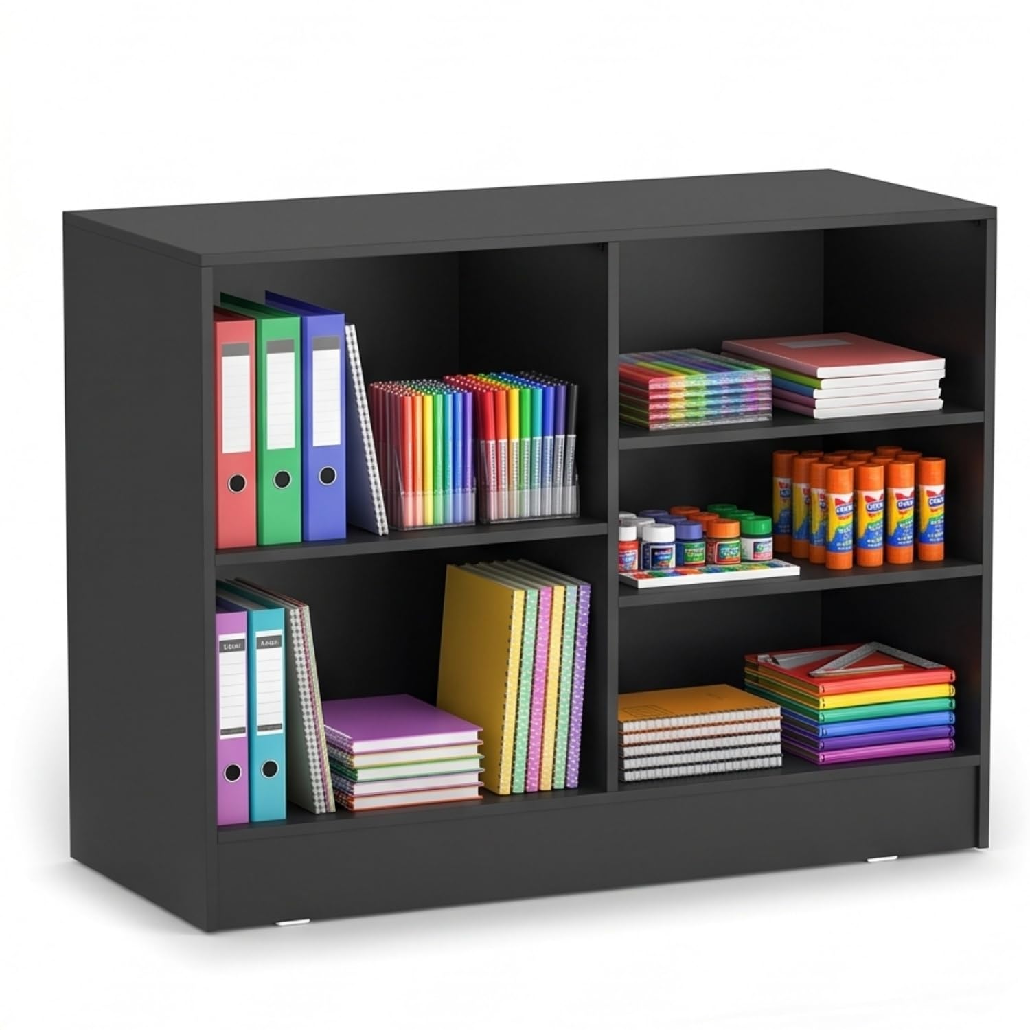 48" W * 20" D * 38" H - Black Wooden Cash Wrap Counter, Commercial Cash Wrap Counter with Adjustable Shelves