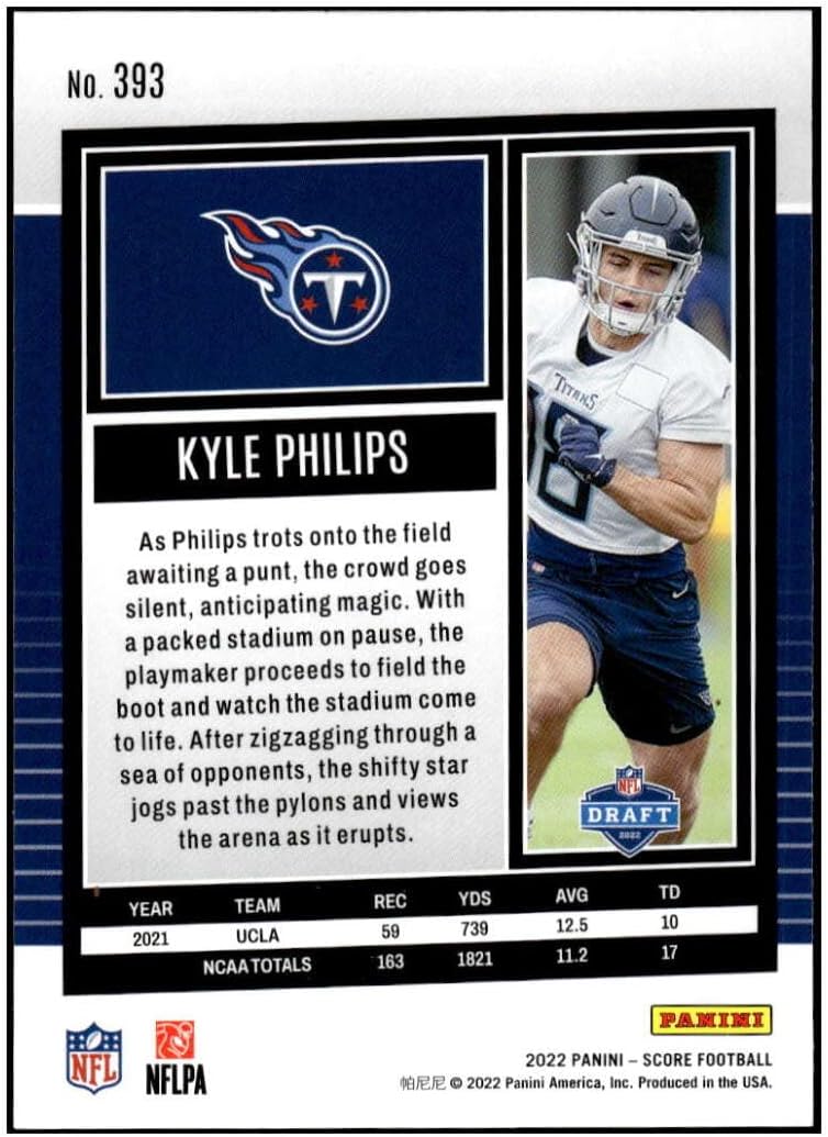 KYLE PHILIPS RC 2022 Score #393 NM+-MT+ NFL Football ROOKIE Titans