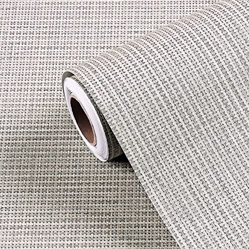 Papier peint repositionnable gris texturé lin pour rénover des murs abîmés - 2