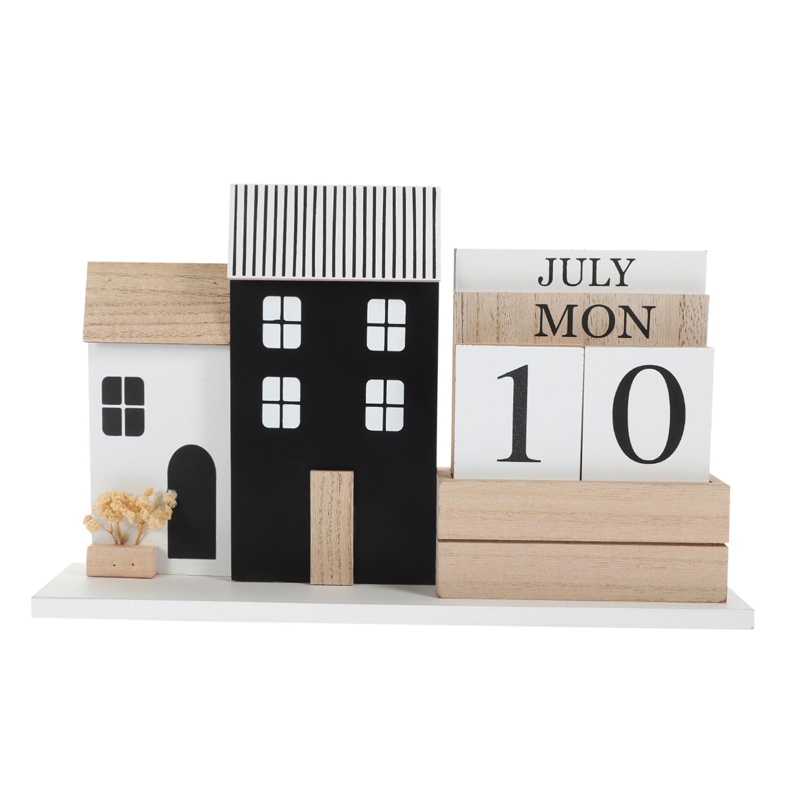 Calendario da Tavolo in Legno con Base Robusta Visualizzazione Mese e Data Decorazione Multifunzionale per Scrivania Ufficio e Casa Dimensioni Riutilizzabile e Pratico Planner