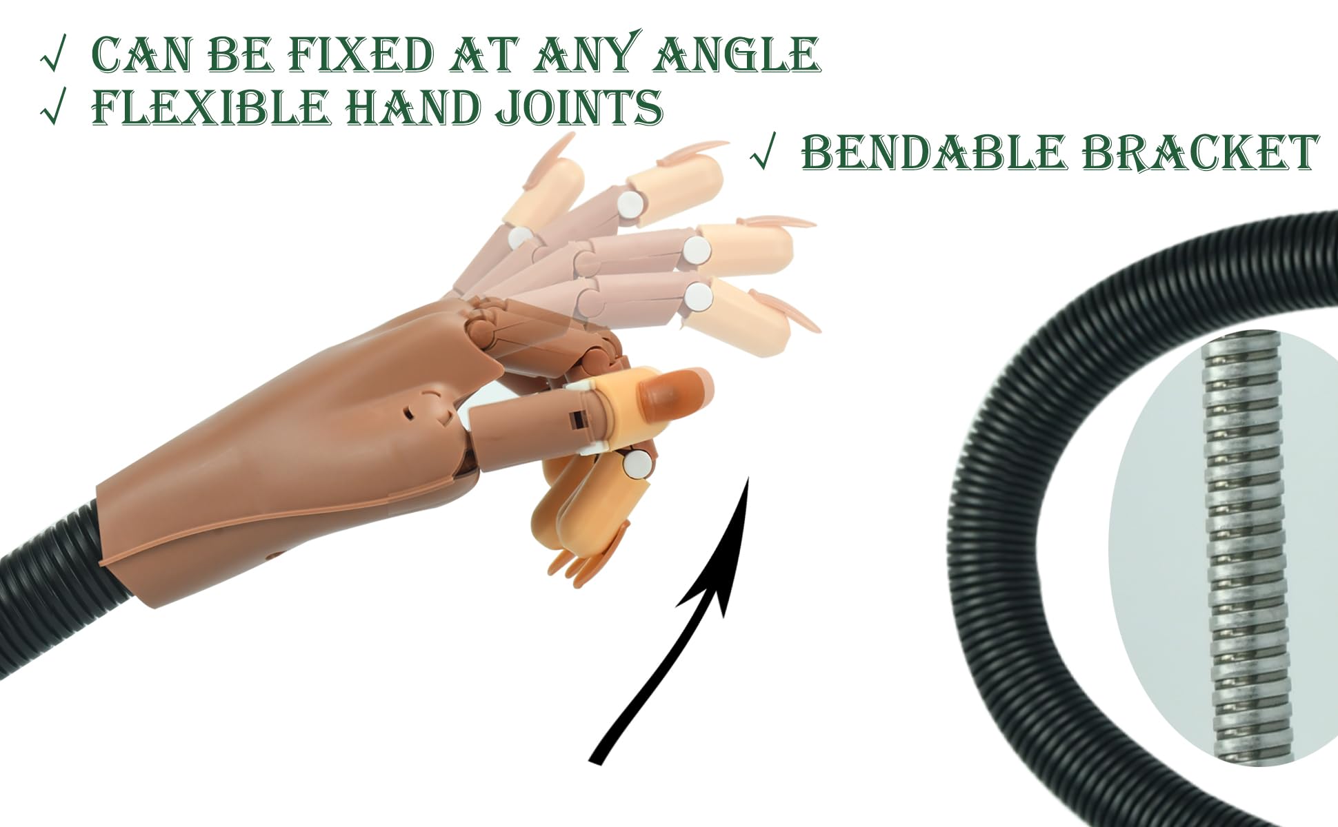 Main d'Entrainement Manucure, Faux ongles, 300 Morceaux d'Ongles et Fausse Main Manucure, Amovible Main Entrainement Ongles pour Manucure à Ongles Bricolage (brun)