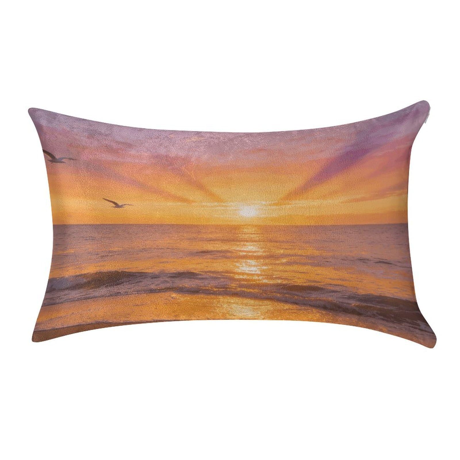 Fodpand Style Ocean Sunset Pillowcase,Elegant Designed Home Decor,Velvet Pillowcase,Soft And Cozy,Pillow Case Cover With Hidden Zipper For Bedroom, Sofa, Couch