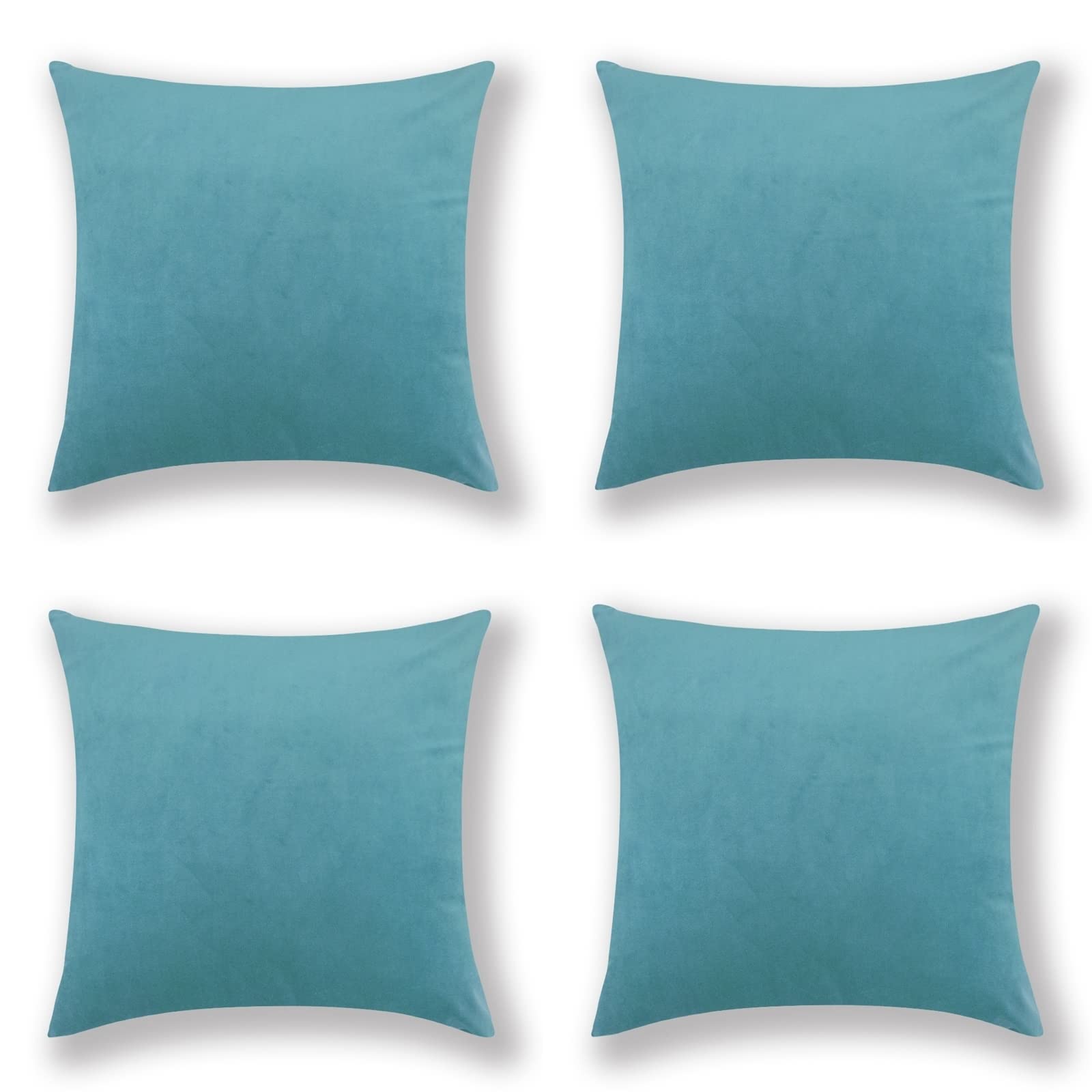 Wycian 4 federe per cuscini, 45 x 45 cm, colore verde acqua, tinta unita, per divano, camera da letto, senza imbottitura, cuscini