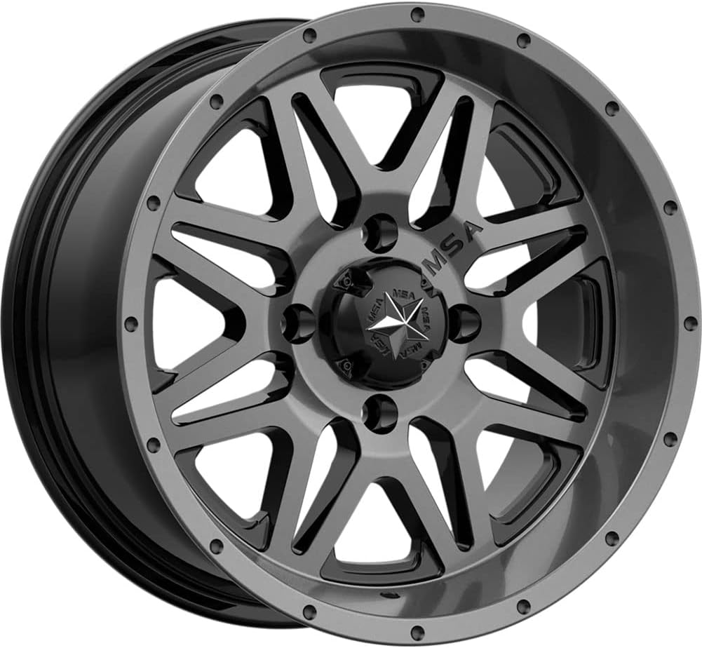 4/137 Motosport Alloys M26 Vibe Wheel 14x7 3.5 + 3.5 Dark Tint for Honda Pioneer 1000-5 2016-2018