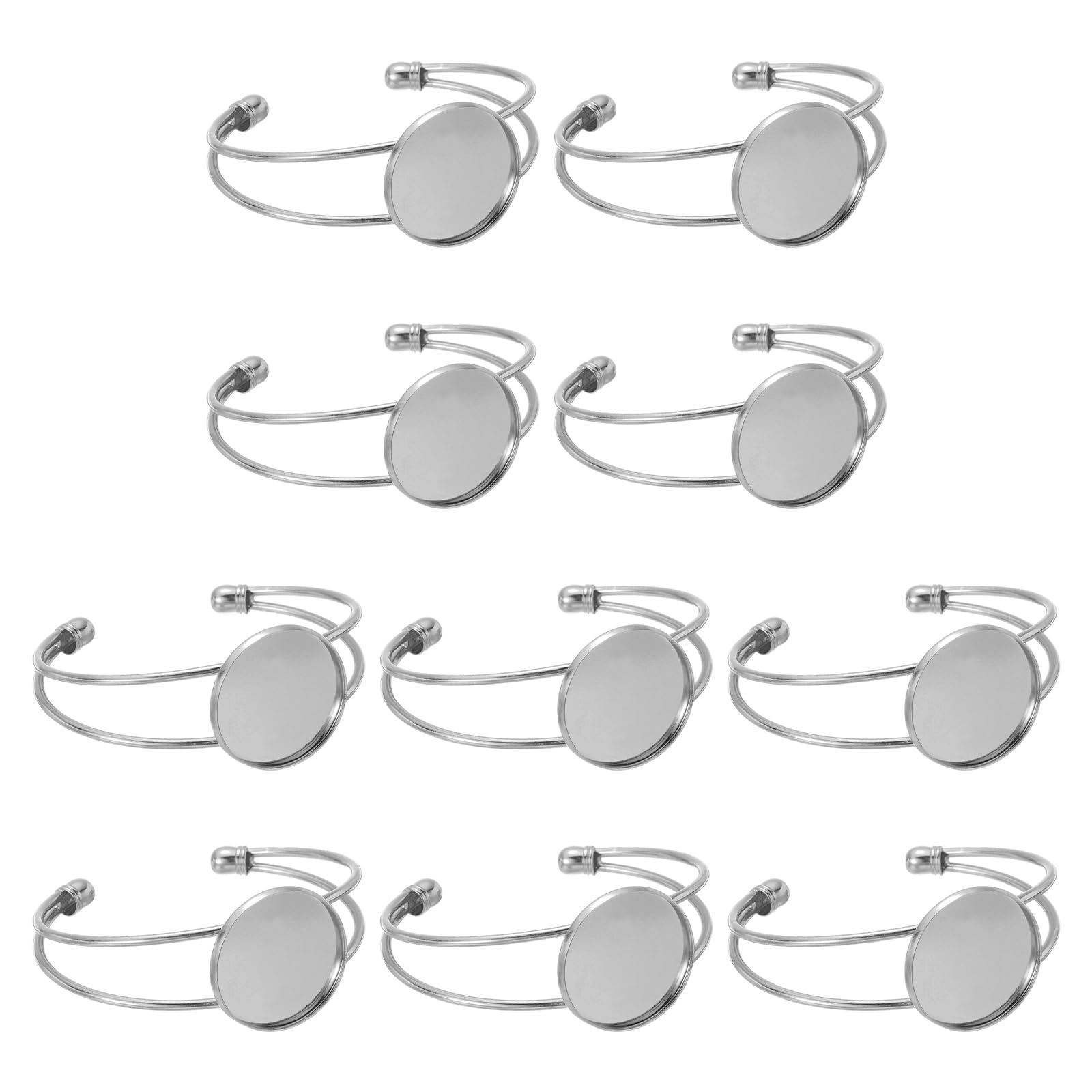 sourcing map 10 Pcs Bezel Tray Blank Bracelet Setting, 25mm Adjustable Round Tray Setting Blank Bangle for DIY Jewelry Making Crafting Bracelets, White K — image 1