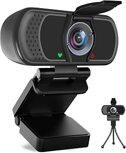 HD Webcam 1080P with Microphone, PC Laptop Desktop USB Webcams, Pro Streaming Computer Camera, 110-Degree Widescreen