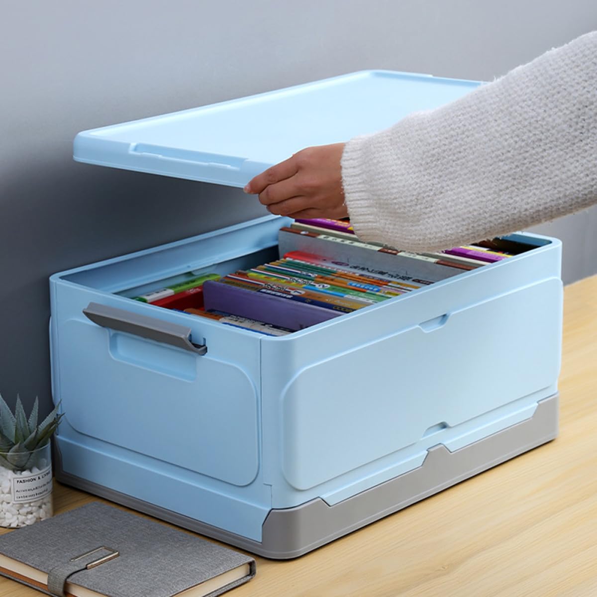 Faltbare Aufbewahrungsbox aus Pp mit Deckel Feuchtigkeitsresistent für Badezimmer und Küche Praktische Organizerbox für Bücher und Kleinigkeiten