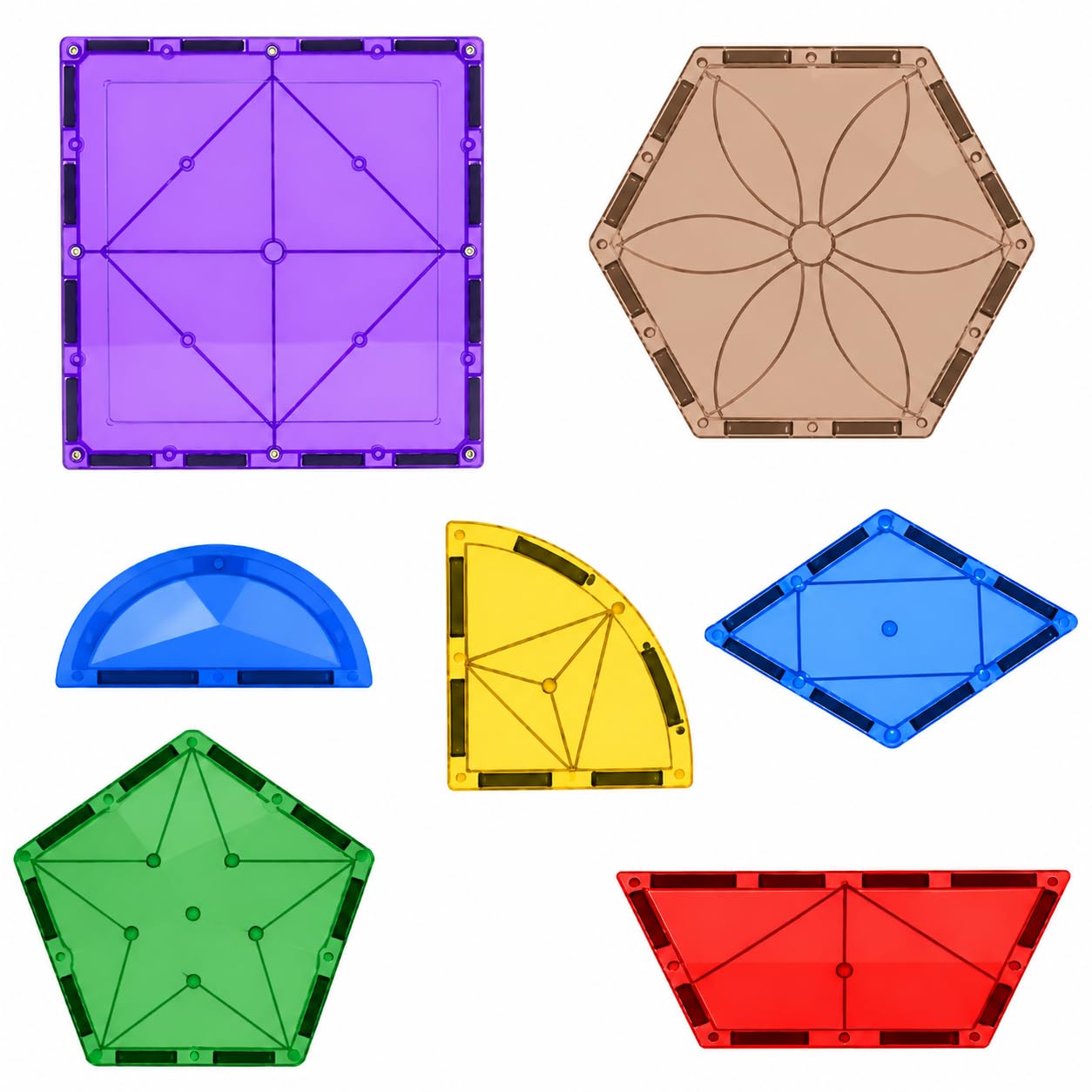 Set of 18 Special Shapes Magnetic Building Tiles for Kids, Educational Stacking Blocks for Boys Girls, Magnets Construction Toys, (18 Special Shapes)-image-41