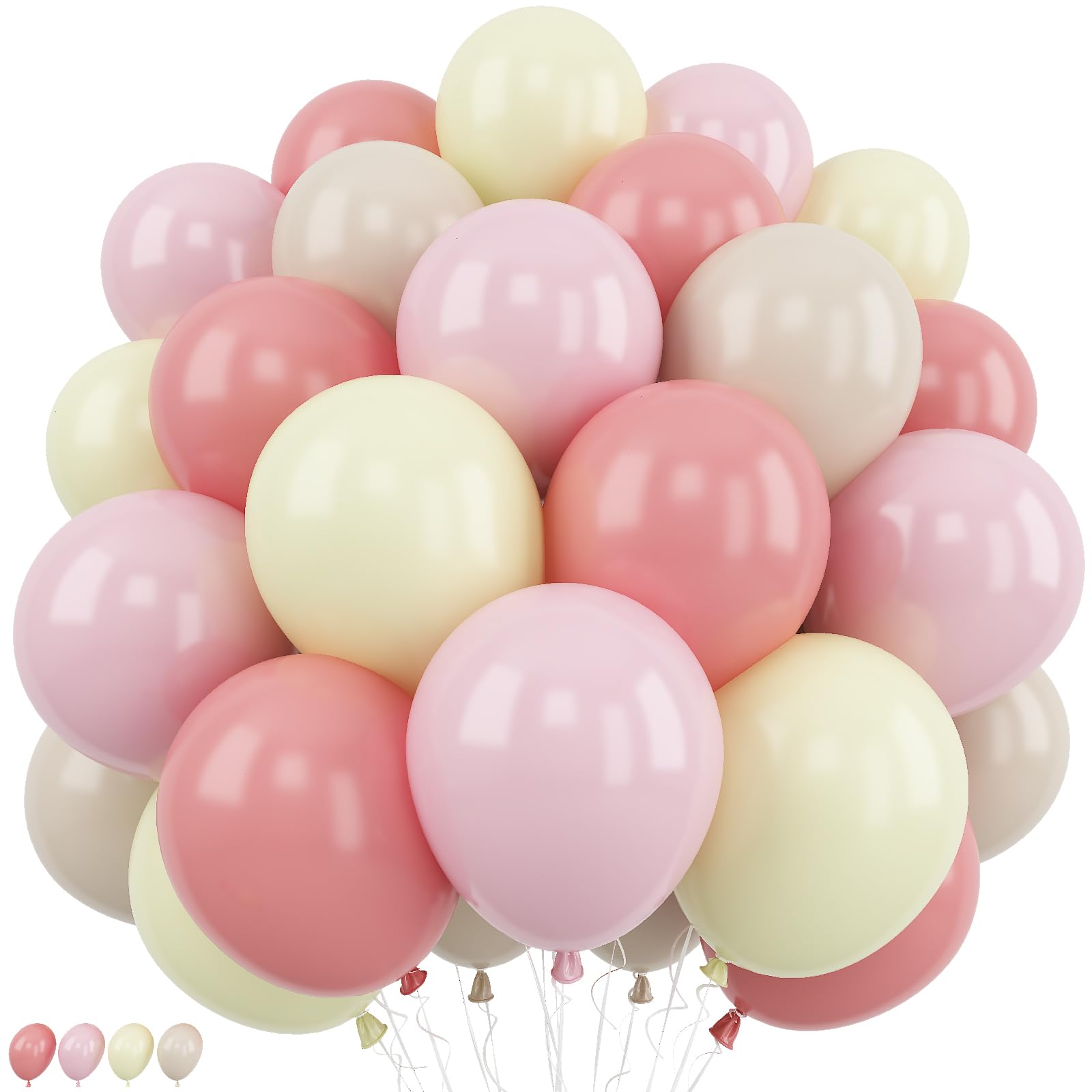Dusty Pink Balloons Pastel Pink Yellow Sand White Balloons Boho Baby Light Ivory Nude Beige Cream Birthday Party Balloon Set for Kids Girls Cartoon Bee Bear Neutral Baby Shower Bridal Decorations โ image 1