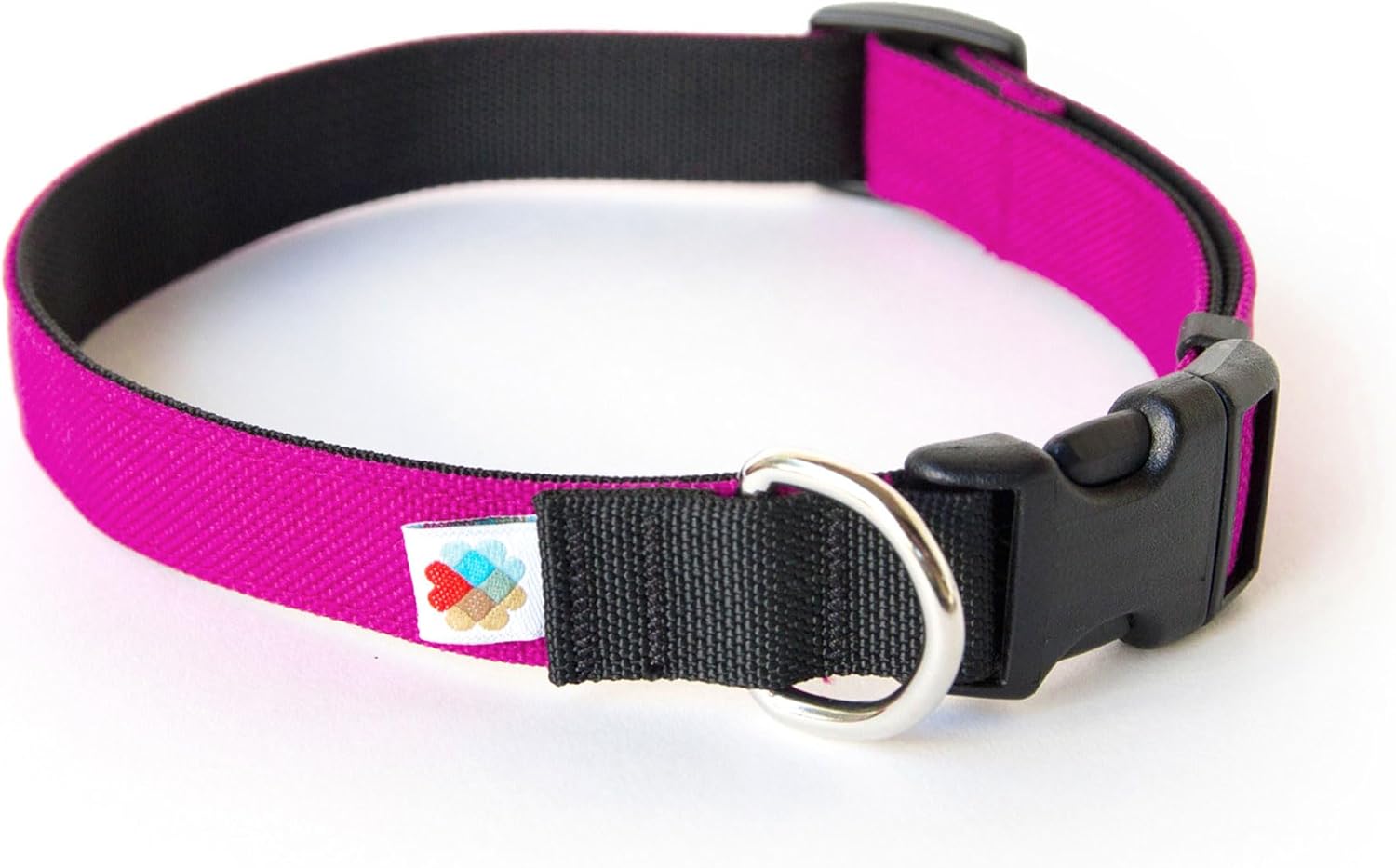 Dog Collar, Lightweight, Heavy Duty Dog Collar with Buckle, Fabric Pet Collar, Breathable & Adjustable Puppy Collar, for Large Dogs (Fuchsia, Large - 14-24 Inch) - Wildebeest