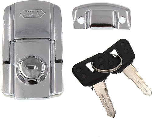 Minho Bloqueo de maletero trasero de motocicleta en metal de hierro, bloqueo antirrobo para maletero viene con 2 llaves, color plateado