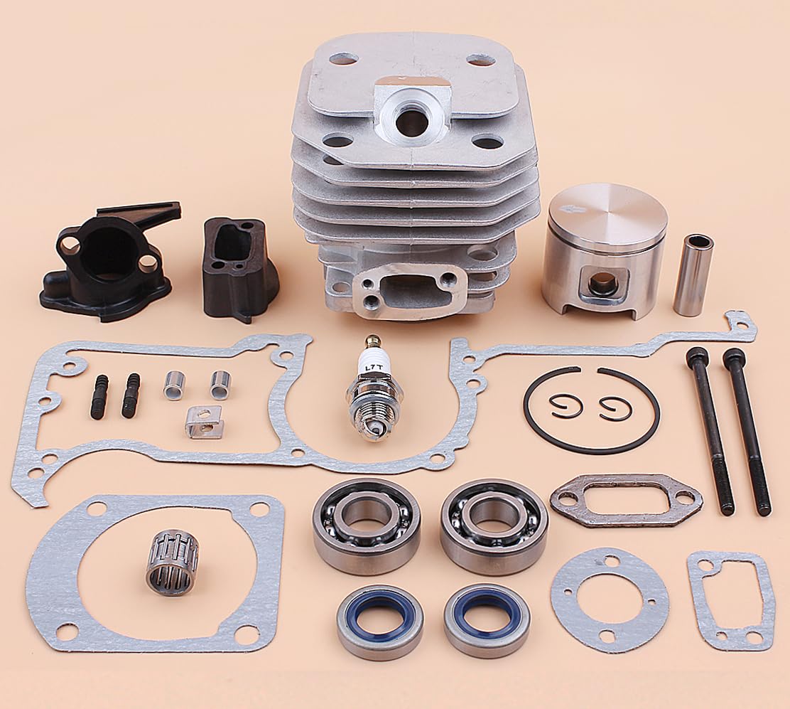Kit de Pistón y Cilindro para Husqvarna 61 y Jonsered 625 630 Motosierra, AUMEL Cilindro + Pistón + Juntas + Sello de Aceite + Bujía Piezas de Repuesto Accesorio 26 in 1