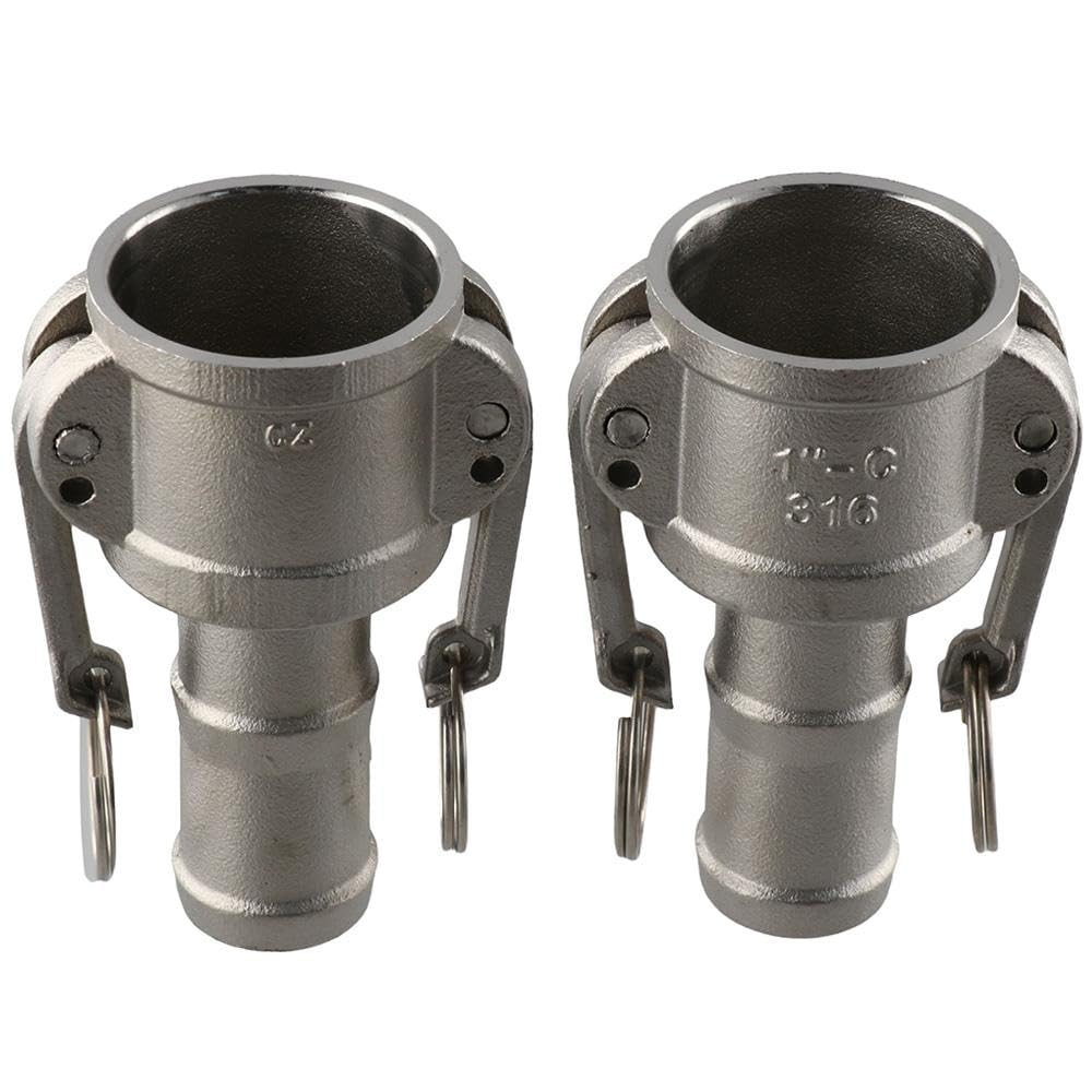 HOBBYIN 2 Pack 304 Stainless Steel Camlock,Type C Cam Groove Hose Fitting,1