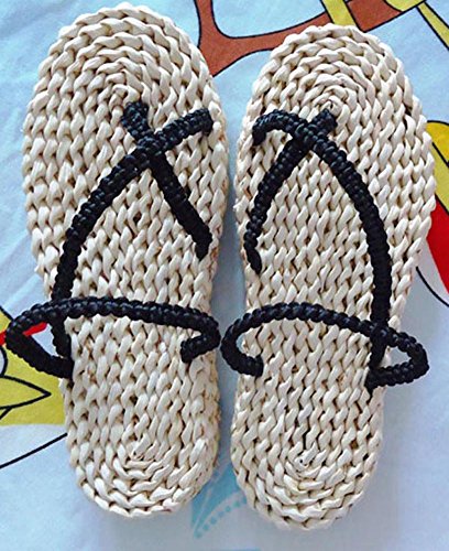 Handmade Straw Sandals Flip Flops Beach Shoes Cosplay Woven Slippers3