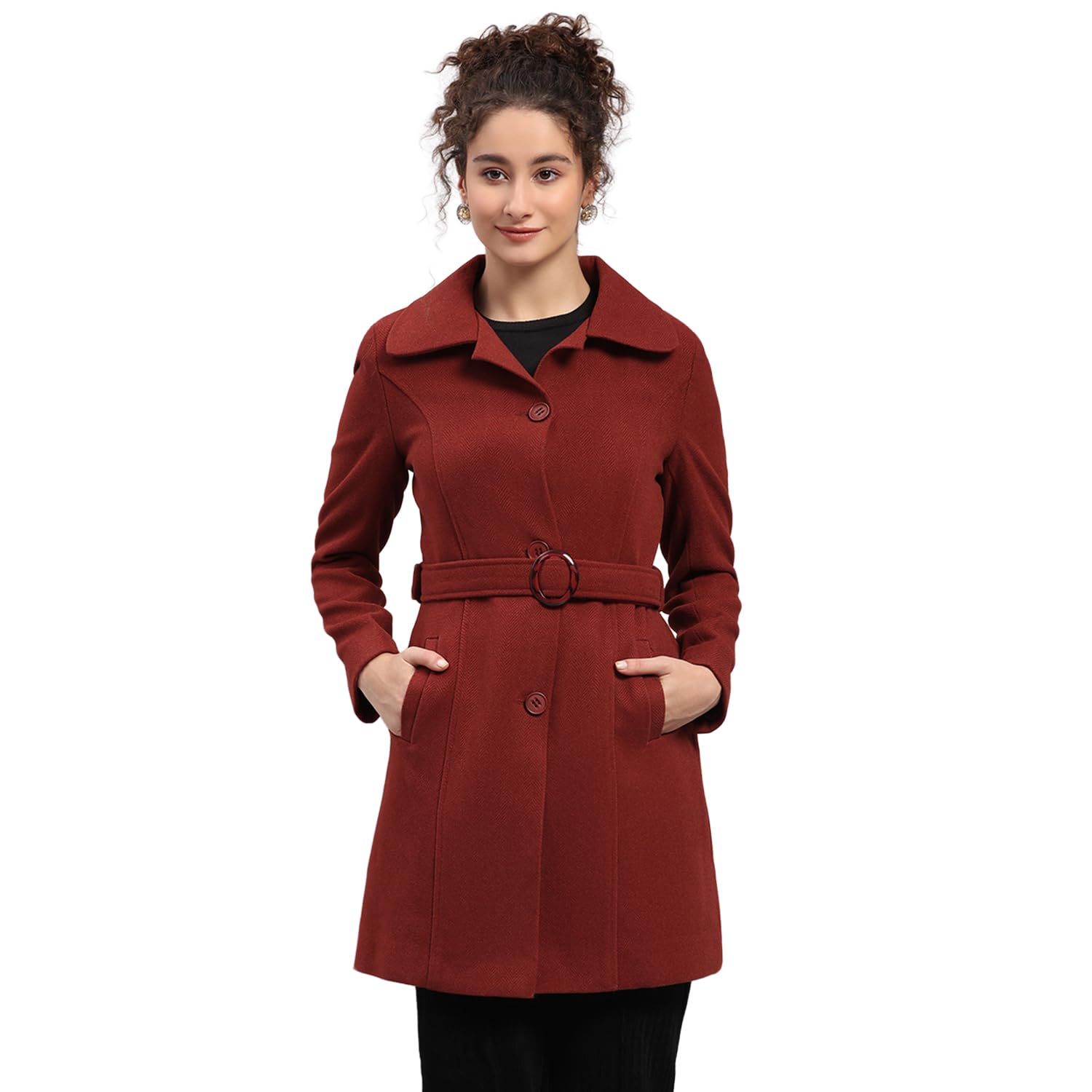 monte carlo Womens Regular Fit Solid Button Full Sleeve Winter Coat | Warm Woolen Overcoat for Ladies | Stylish Long Sleeve Buttoned Jacket (Pack Of 1)-picture-36