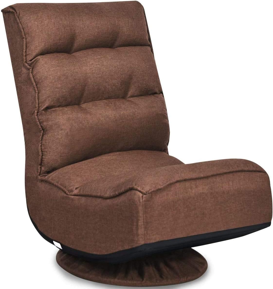 FANTASK 360 Degree Swivel Floor Chair, Folding Floor Sofa w/ 5 Adjustable Positions & Backrest, Lazy Lounge Chair for Relaxing Reading Gaming TV Watching (Brown)