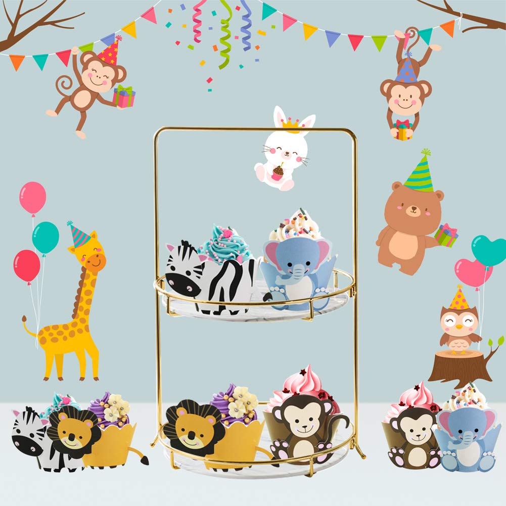 LaVenty 11 stuks taartdecoratie aap aap taarttopper aap verjaardag decoratie taart banaan kokosnoot safari taartdecoratie