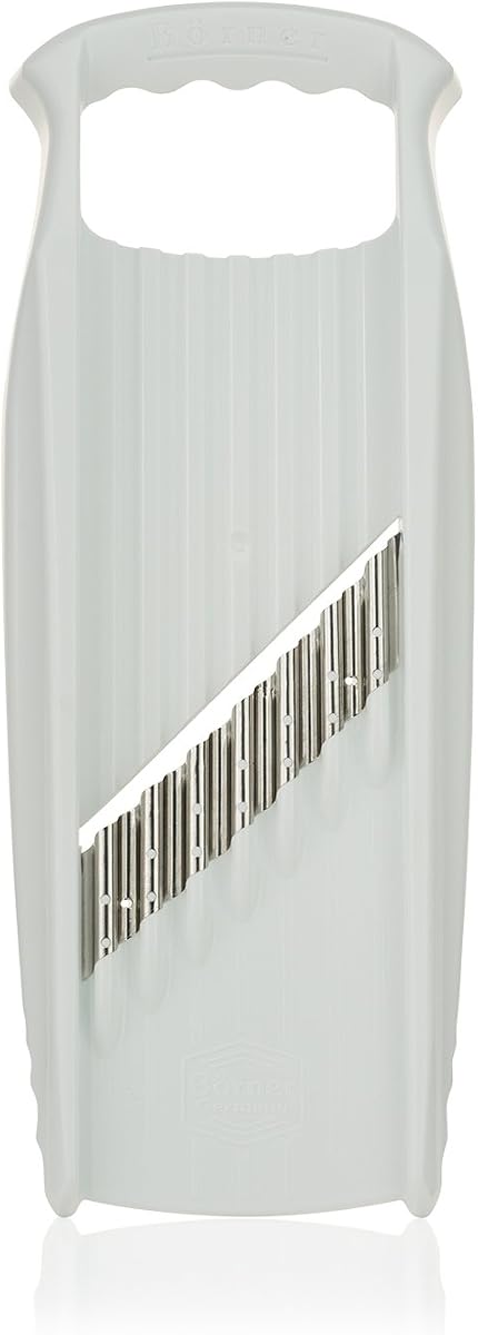 Börner Wave-Waffle XXL PowerLine Crinkle Cut Vegetable Slicer (White) • Wavy Mandoline for Vegetables • Wave/Waffle/Crinkle Cut • Potato Slicer for Lattice Potatoes