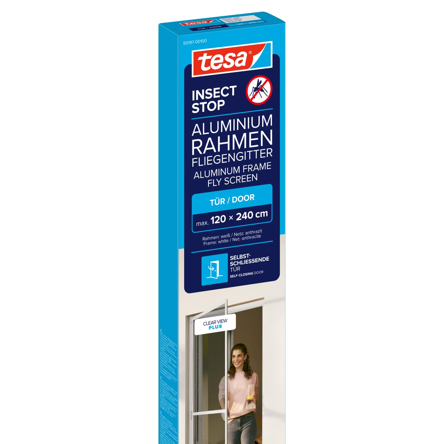 tesa INSECT STOP Aluminium Rahmen Fliegengitter für Türen
