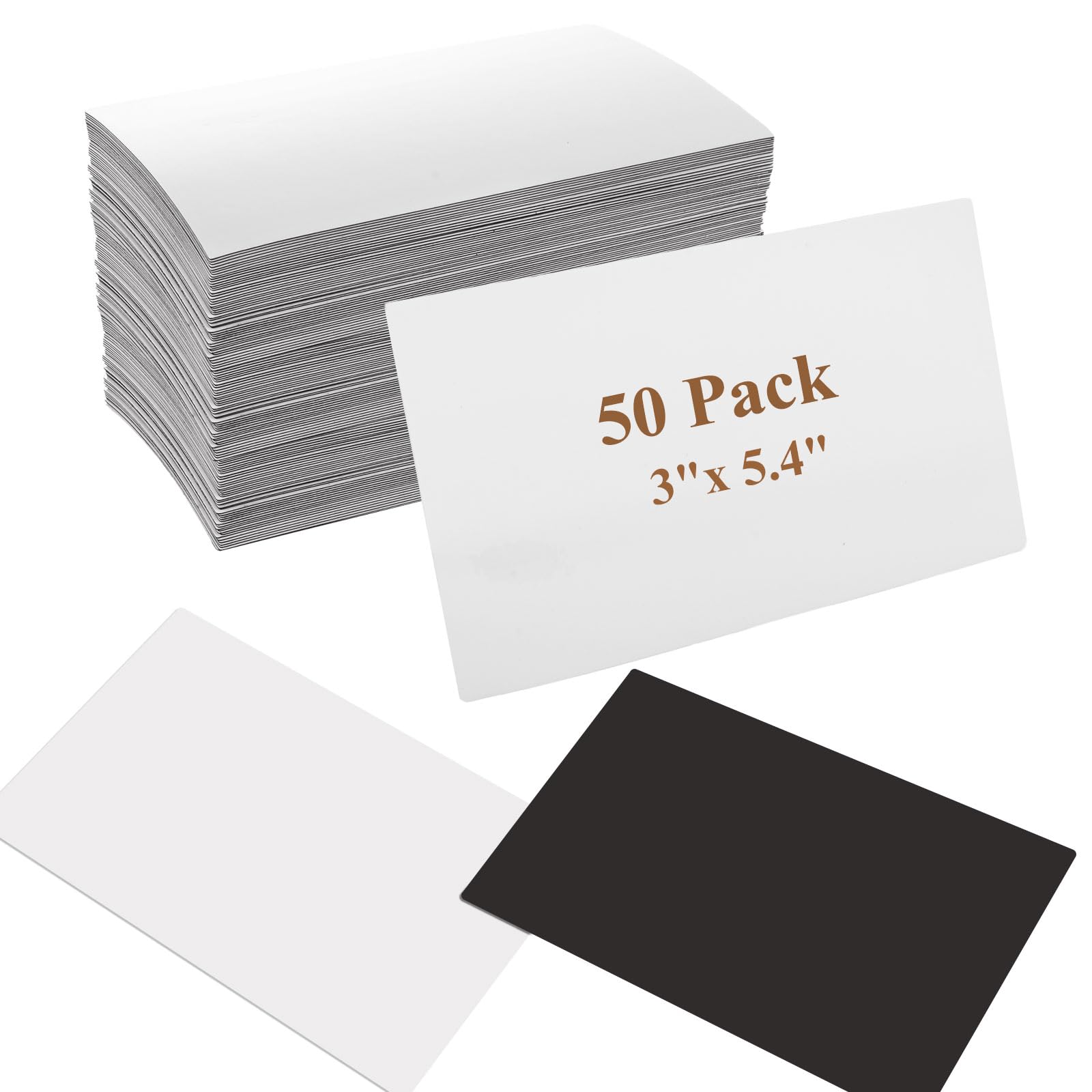 LDHHYH 50 Pack 5.4 x 3 Inch Dry Erase Magnetic Labels, Waterproof Blank Magnetic Cards, Erasable Magnets for Whiteboard, Home, Fridge, Education,