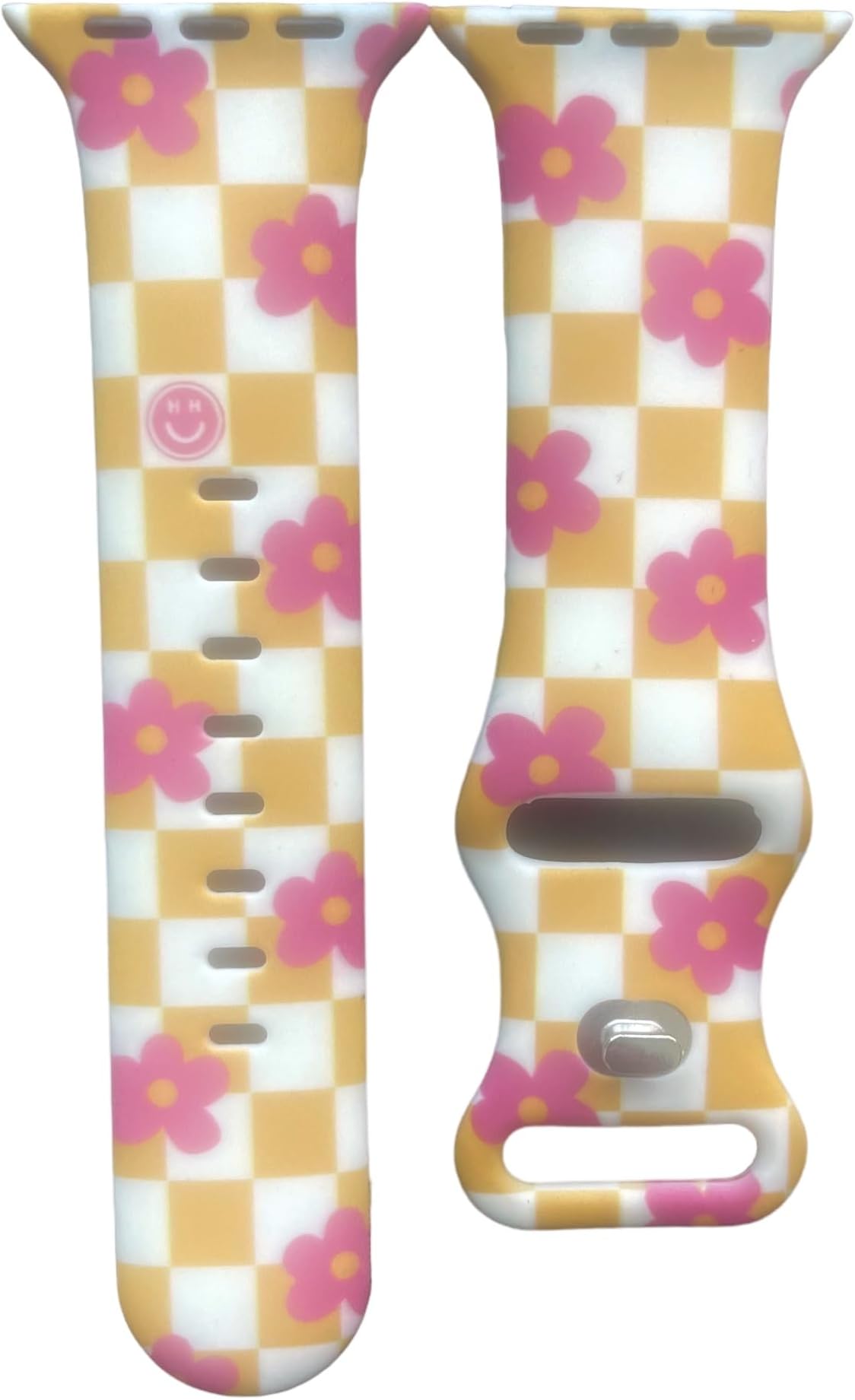 Hi Honey. Pink Daisy Yellow Checkerboard Watch Bands for Women Compatible with Apple Watch Bands iWatch Series 1/2/3/4/5/6/se/7/8.