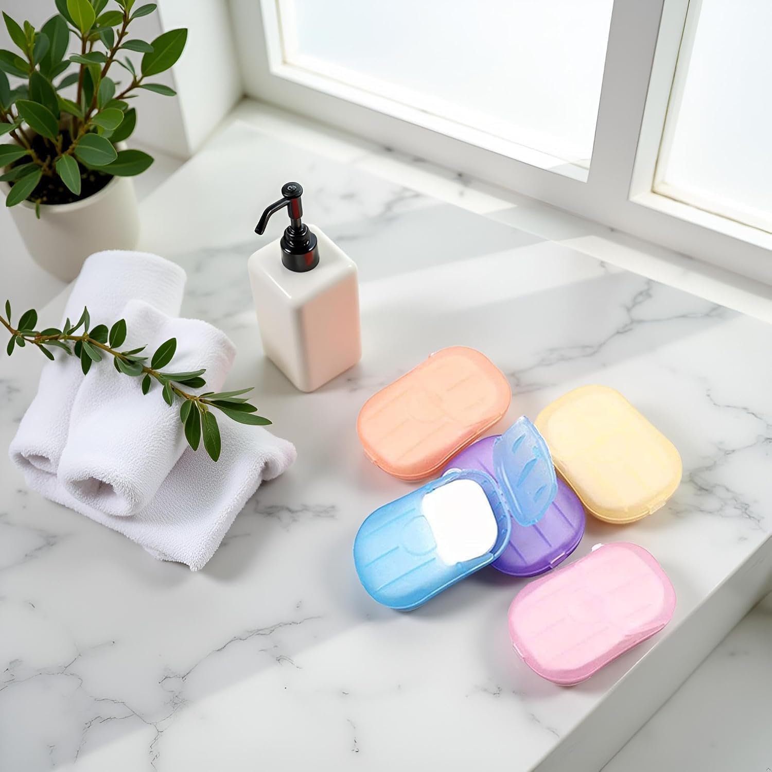500 Sheets Disposable Soap Paper 5 Boxes Hand Cleaner Fragrance Mini Color Soap Paper for School Indoor, Outdoor, Travel, Camping Hiking