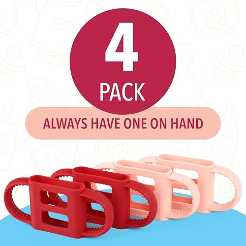 Miniatura 4 de Impresa Paquete de 4 asas de biberón rosas para biberones Dr. Brown, enseña a los bebés a beber de forma independiente para beber biberón, soporte