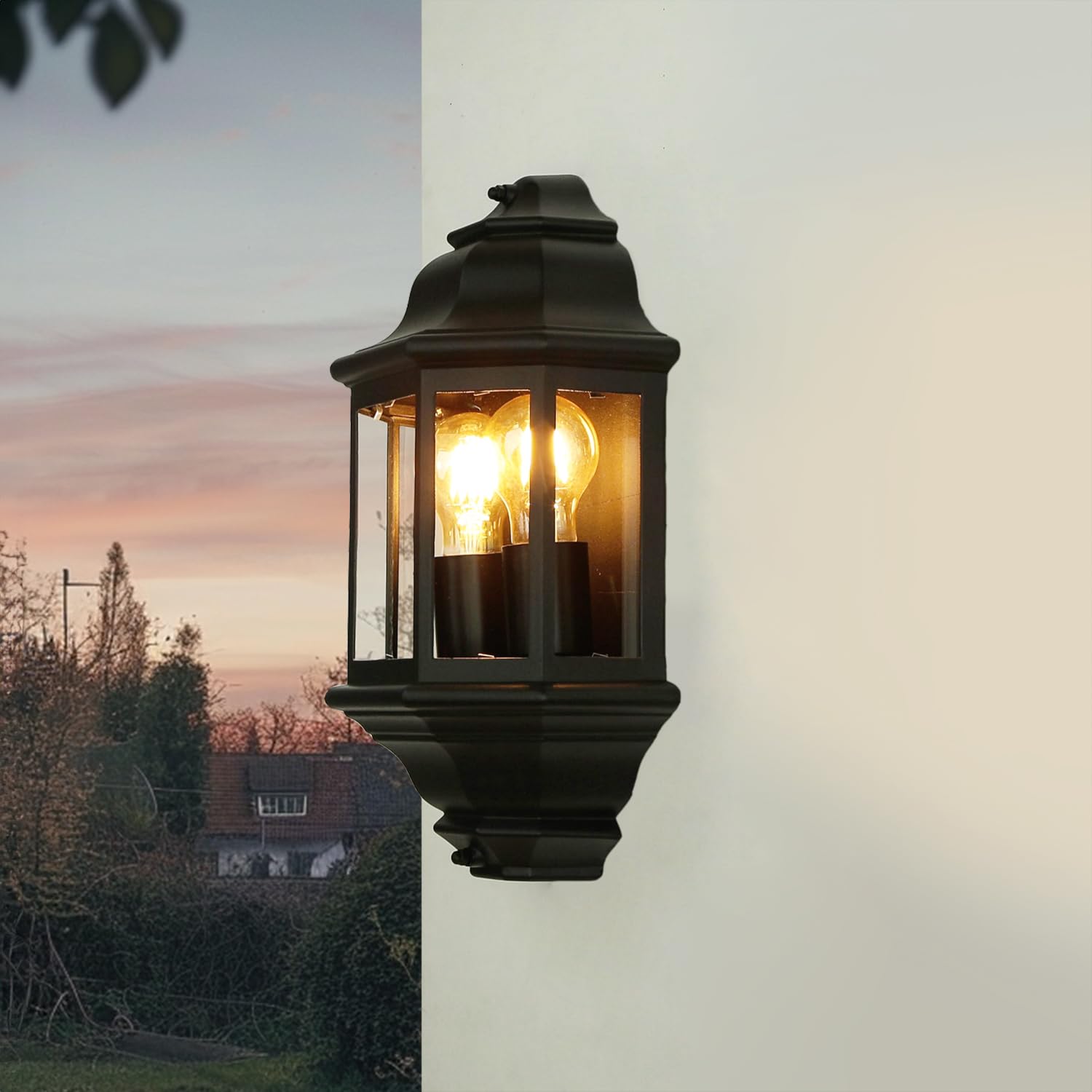 Licht-Erlebnisse Lampe murale maritime, lampe extérieure noir mur extérieur, IP44, H:43 cm, E27, 2 flammes, balcon, terrasse, jardin, lampe marine, applique murale