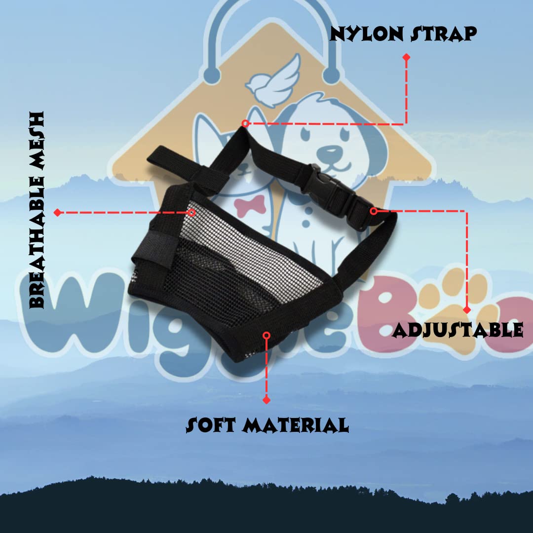 WiggleBoo Dog Net Muzzle|| Comfortable & Secure for Safe Walks & Vet Visits || Adjustable, Breathable, and Lightweight (Extra Small) 3