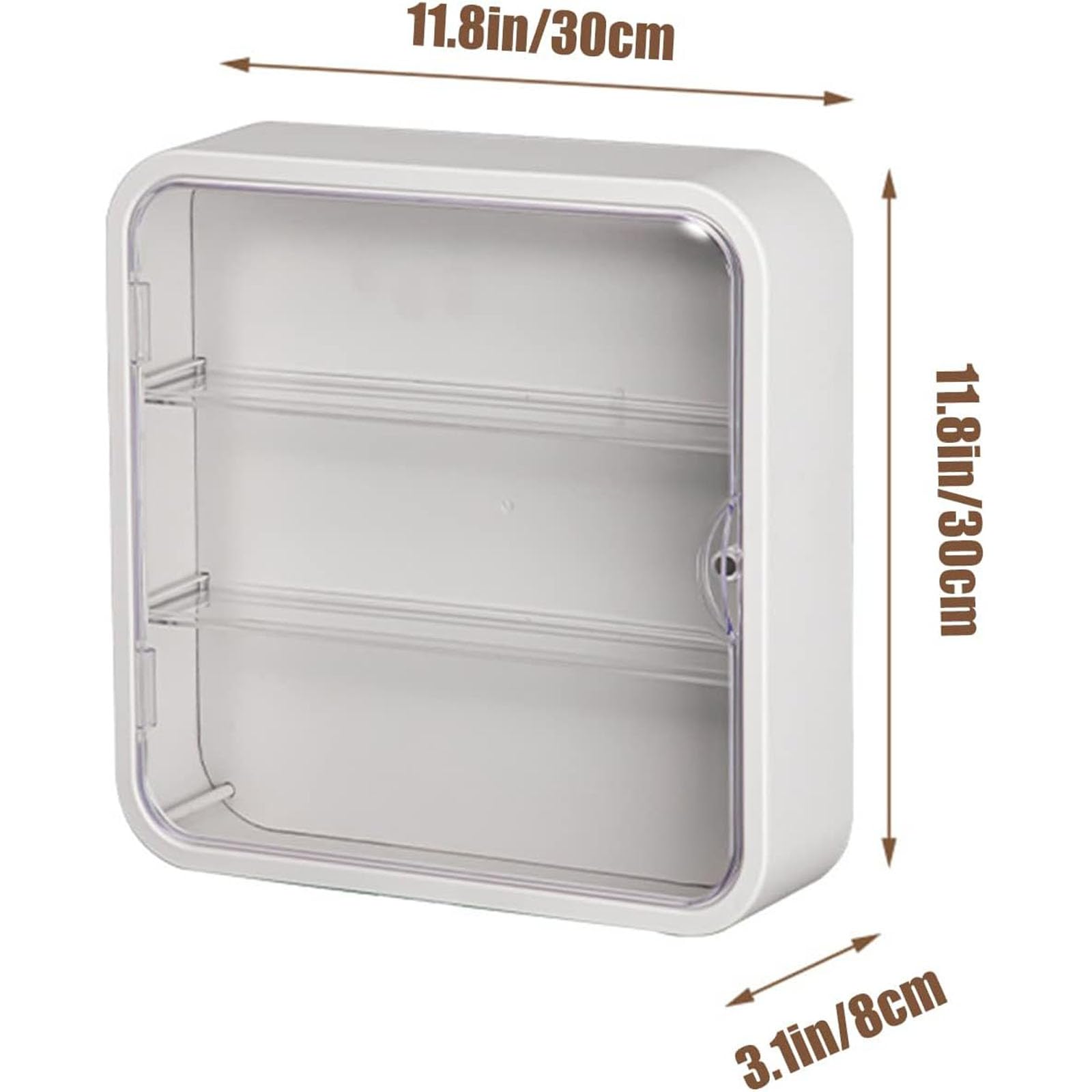 Tazweeq Clear Display Case for Figures, Wall Mounted Figurine Storage Box, Clear Acrylic Display Box with Door, 3 Tier Dust Proof Figurine Storage Box for Lego, Collectibles, Figurine Storage, White