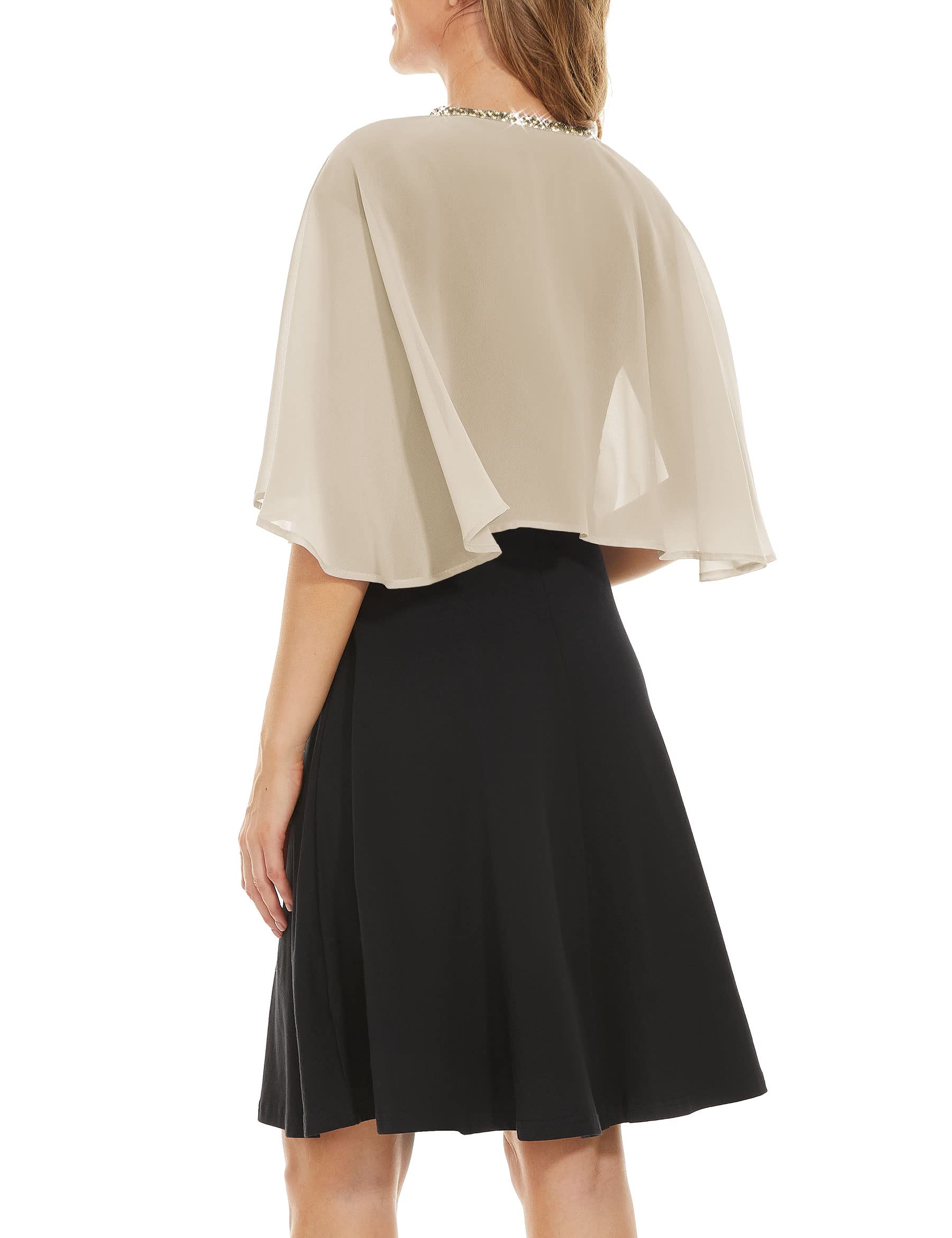 Rheane Soft Chiffon Sequins Shawls and Wraps/Cape for Evening Dress Wedding Formal Occasion
