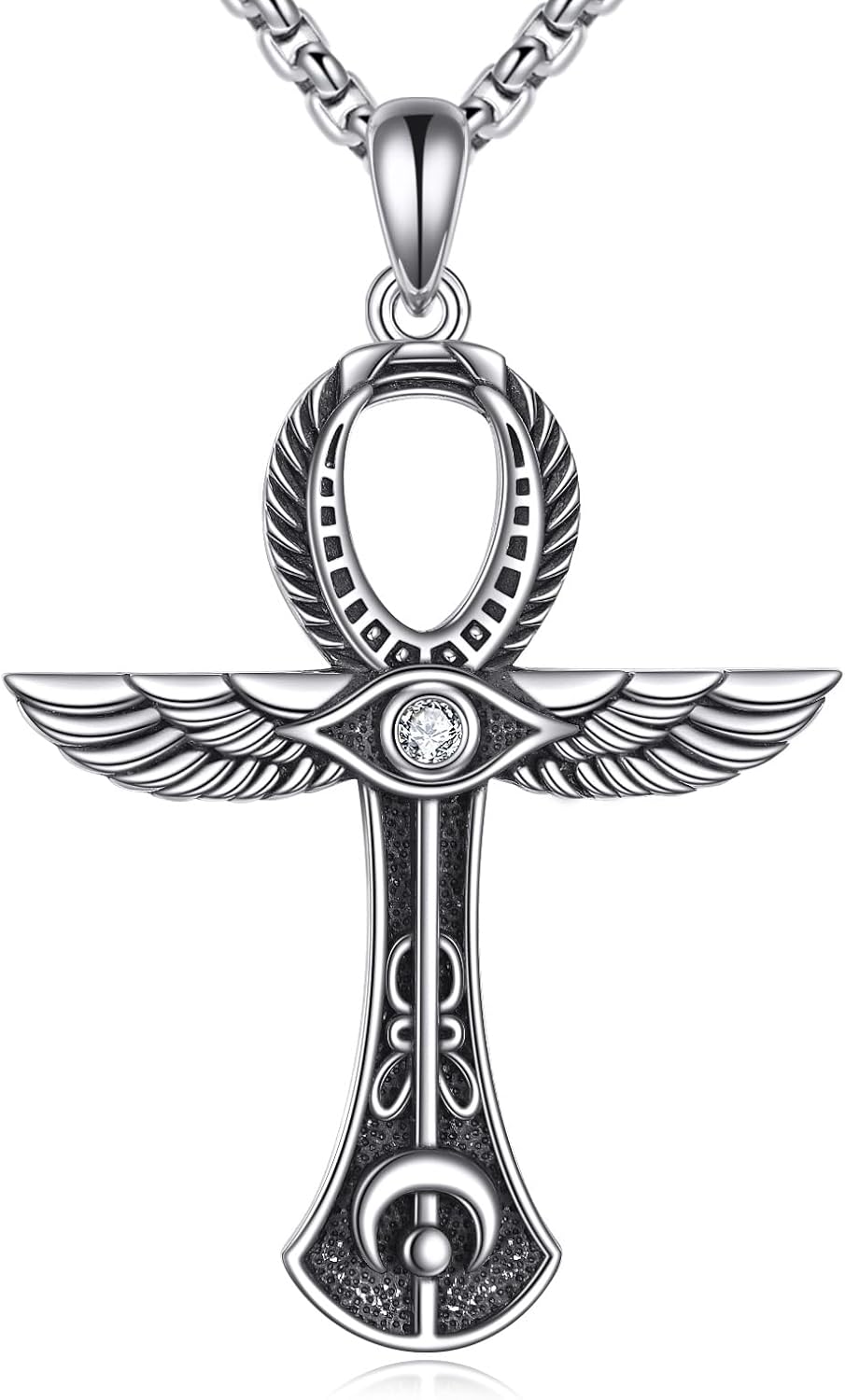 Ankh Necklace Sterling Silver Ankh Cross Pendant Ankh Egyptian Amulet Jewelry Gifts for Men Women