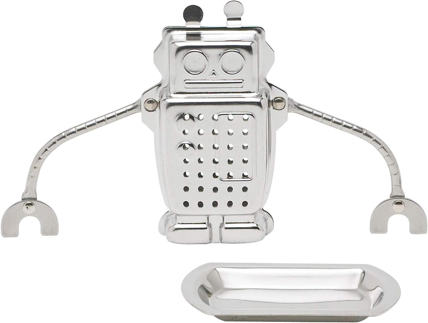 HIC Tea Infuser, Hangin’ Dunkin’ Droid Robot with Drip Tray, Stainless Steel