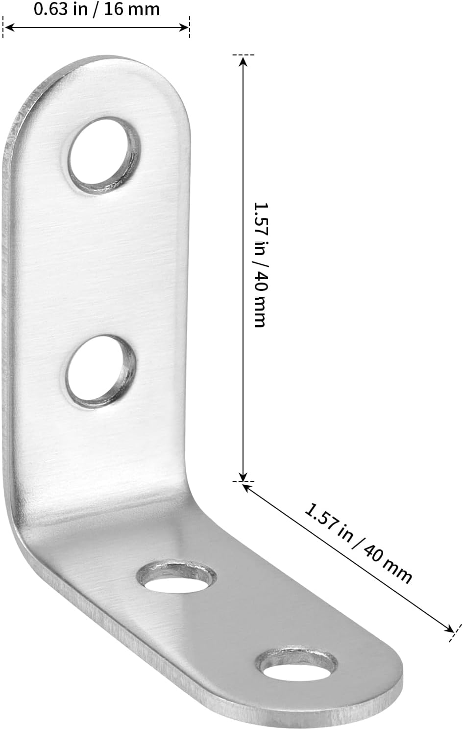 SHEUTSAN 100 PCS 40 x 40 x 16mm L Bracket Corner Brace, Joint Right Angle 90 Degree Stainless Steel Shelf Corner Braces, Angle Brackets for Wood, Furniture, Closet