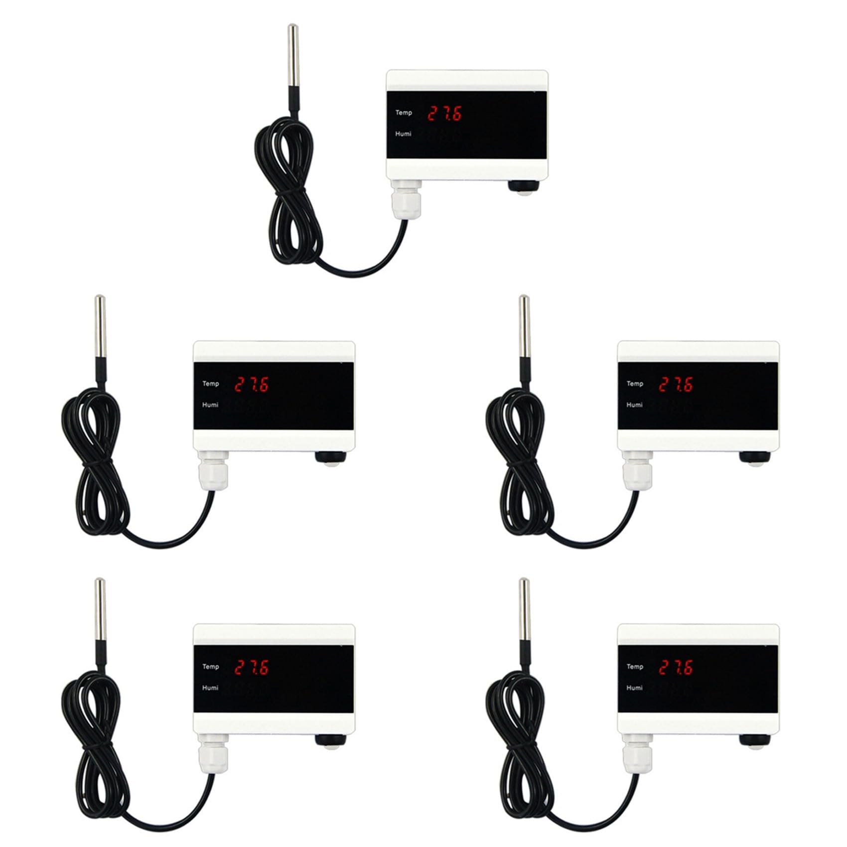5X WiFi-Temperatursensor Tuya-Thermometer-Detektor Digitalanzeige Home Smart Life App Alarm Gefrierschrank Wasseralarm EU-Stecker