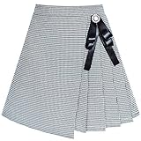 Girls Skirt Pleated Plaid Skirt Black White Back School Uniform Size 6