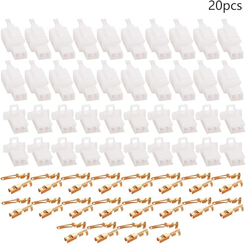 Miniatura 2 de Fielect Kit de conectores de cable eléctrico 2P de 0.110in macho hembra motocicleta crimpado terminales de alambre 20 pares