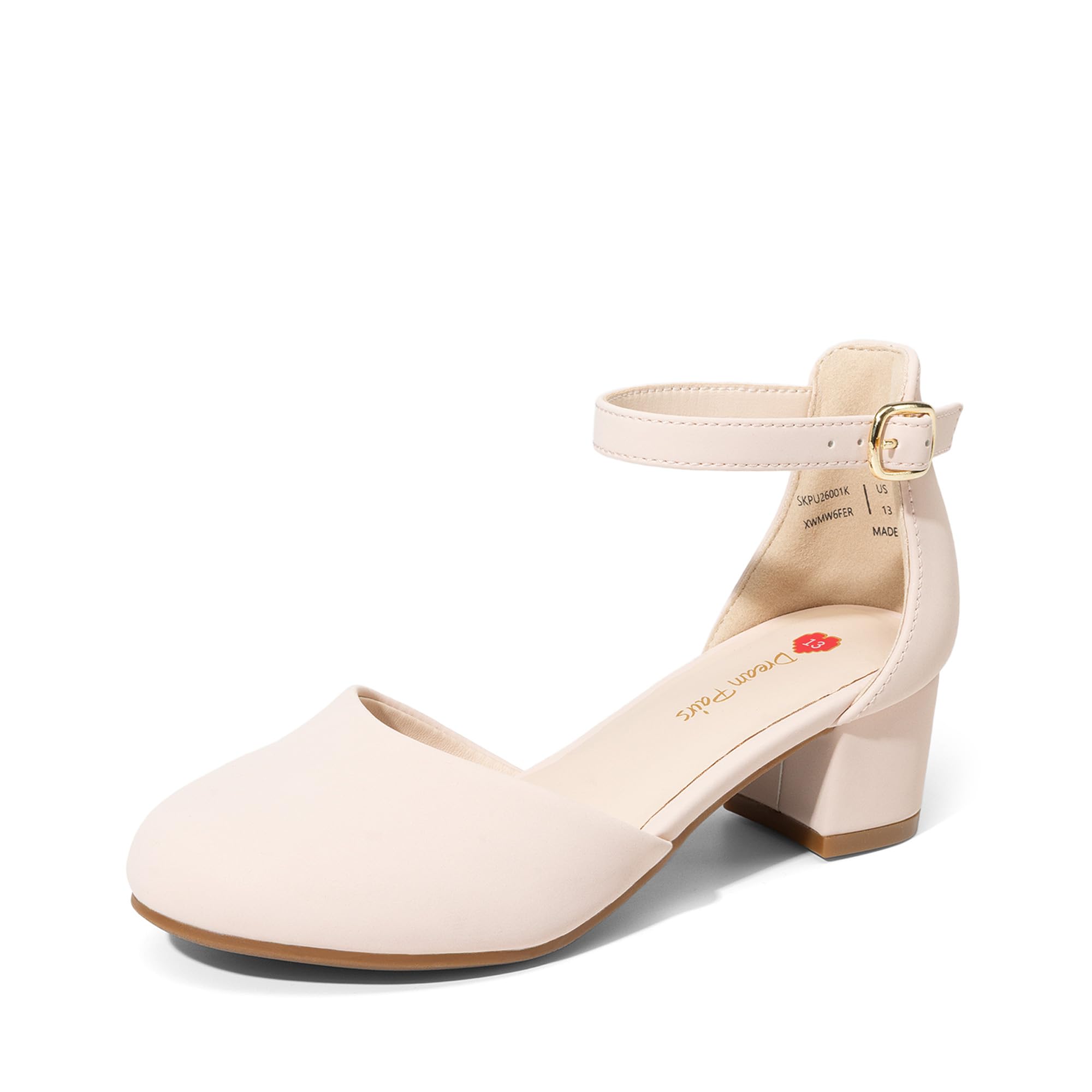 DREAM PAIRS Zapatos de Vestir para Niñas Tacones Cerrados con Correa al Tobillo para Niños Pequeños y Grandes Fiesta de Boda y Flores