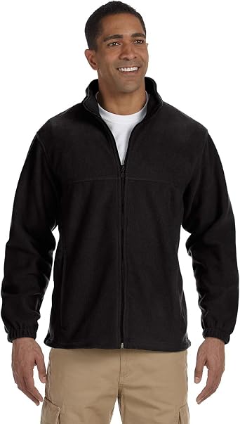 Harriton Mens 8 oz. Full-Zip Fleece, XL, BLACK