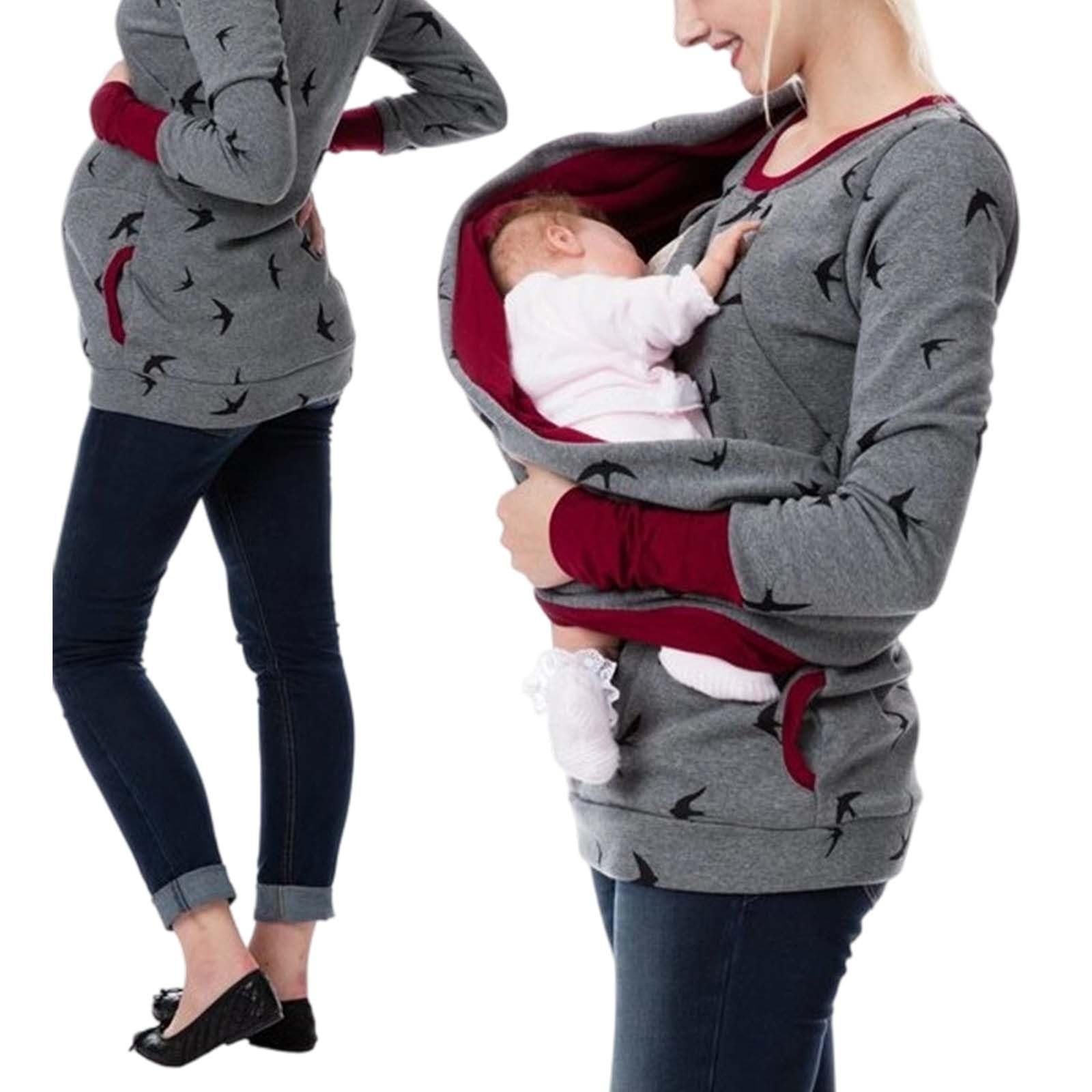 Chemisier de maternité avec fonction d'allaitement, t-shirt doux et confortable pour les femmes enceintes avec imprimé tendance, vêtement polyvalent au quotidien