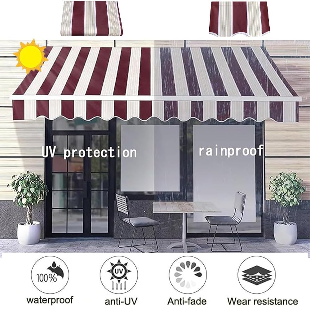 4 x 3 m ning tessuto per patio impermeabile copertura solare tela di ricambio manuale retrattile ning panno in poliestere (giallo 2,5 x 1,5 m)