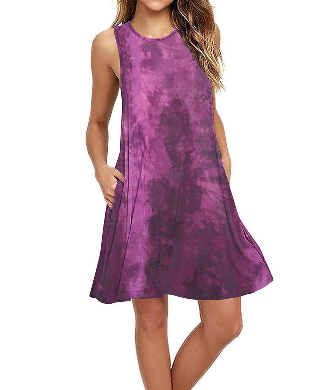 Summer Dresses for Women Casual Sleeveless Swing Sundress with Pockets