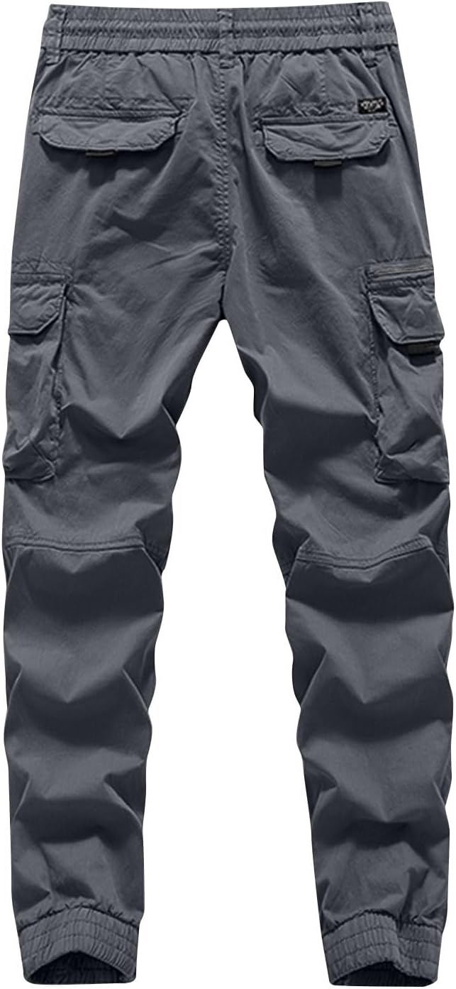 Mens Casual Cargo Pants Workout Tactical Joggers Athletic Slim Work Outdoor Pants Lightweight Baggy Combat Sweatpants